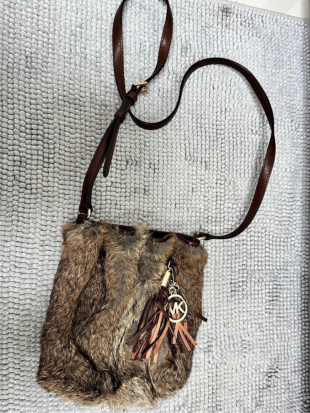 Michael Kors Fur Crossbody Bag in Brown & Gray